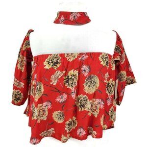 New Flynn Skye Rose Choker Top Womens Small Off Shoulder Crop Floral Fireworks